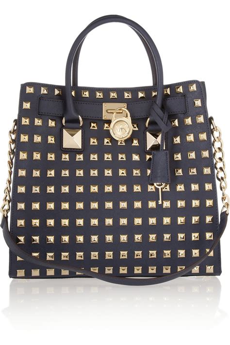 michael kors black satchelhamilton|michael kors hamilton studded bag.